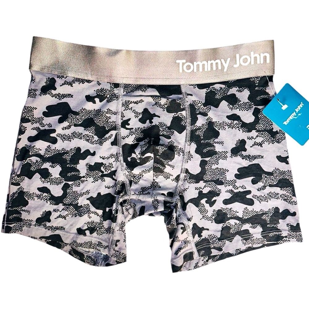 Tommy John Mens Size Small Boxer Brief Grey Black Camo‎ NWT